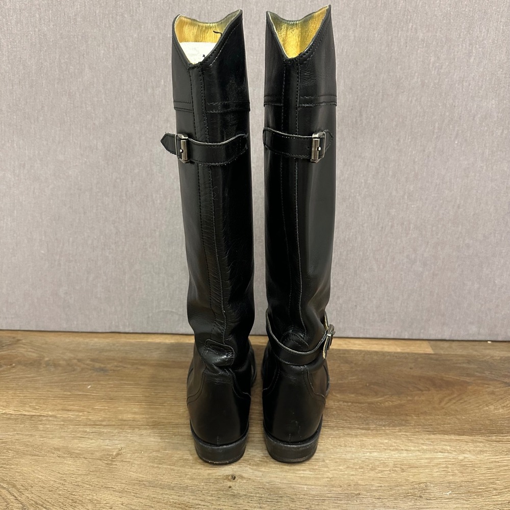 FRYE Women Black Leather Riding Boots‎ Genuine Goodyear Welt Size 6.5 READ - Picture 2 of 13